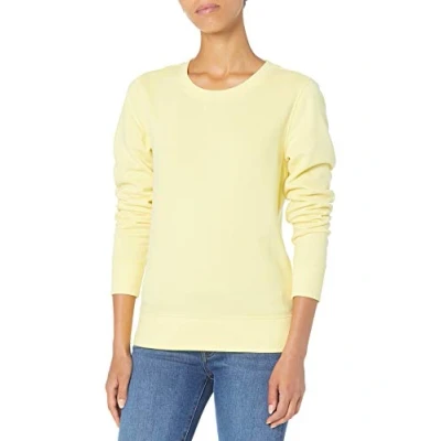 Imagen de Amazon Essentials Sudadera de Cuellocaja Forro Polar y Tejido Rizo Francés (Disponible en Tallas Grandes) Mujer, Amarillo Claro, S