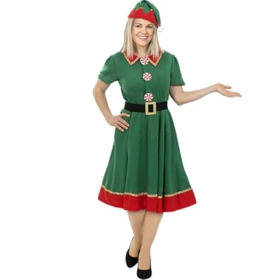 Imagen de Funidelia Disfraz de elfa para mujer Elfo navideño, Navidad, Duende navideño adultos y divertidos accesorios Fiestas, Carnaval Halloween Talla XL Verde