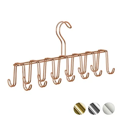 Imagen de Relaxdays Corbatero Set 2 Unidades, 14 Ganchos, Percha Cinturones y Corbatas, Metal, Cobrizo