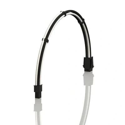 Imagen de LINKUP AVA 50cm 4 Pines CPU ATX Placa Base PSU Fuente de Alimentación Cable Extensión PC Personalizado con Mangas Trenzadas Peines┃Un Solo Paquete┃500mm Blanco Negro