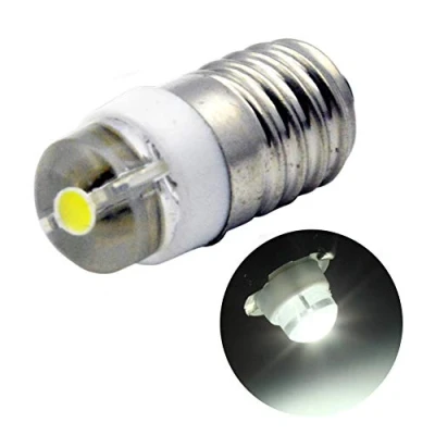 Imagen de Ruiandsion E10 Bombilla LED DC 3 18V 0.5W 6000K Blanco 200LM para Linterna antorcha antorcha, Tierra negativa (paquete de 1)