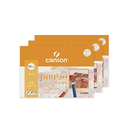 Imagen de Canson 3 Minipack A4 de 10 hojas Dibujo Basik, 130 g