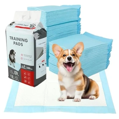 Imagen de Pack de 100 alfombrillas PIPI para perros y almohadillas entrenamiento 45 x 33 cm cachorros 6 capas desechables a prueba fugas secado rápido Inodoro