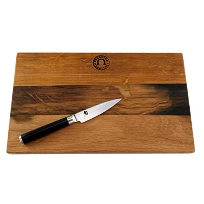 Imagen de Kai Shun Classic DM 0700 Set de regalo (cuchillo oficina muy afilado, hoja acero damasco 9 cm y tabla cortar grande roble 30 x 18 cm)