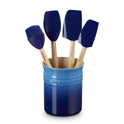 Imagen de Le Creuset spatula Set with holder Premium Azure 5 piece