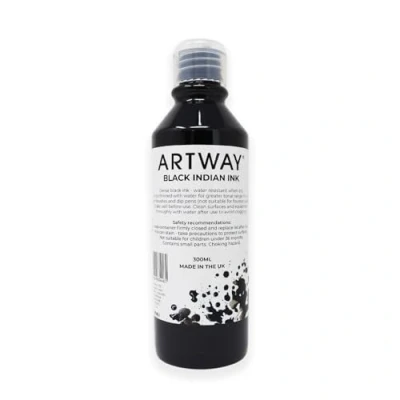 Imagen de Artway India Tinta Negra 300 ml Ideal para Aplicaciones de Dibujo, Ilustración y Caligrafía