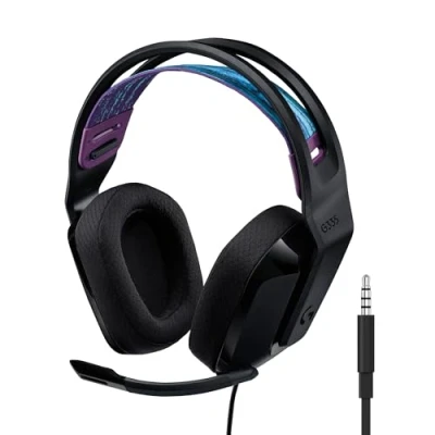 Imagen de Logitech G335 Auriculares con Cable para Gaming, Micrófono Volteable, Jack de 3.5mm, Almohadillas espuma viscoelástica, compatible PC, PlayStation, Xbox, Nintendo Switch Negro