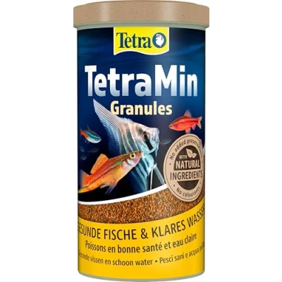 Imagen de Tetra TetraMin Granules Alimento para peces en forma de gránulos finos todos los ornamentales agua dulce, lata 1 L