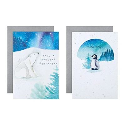 Imagen de Hallmark Tarjetas de caridad Navidad, paquete 12 en 2 bonitos diseños temáticos polares