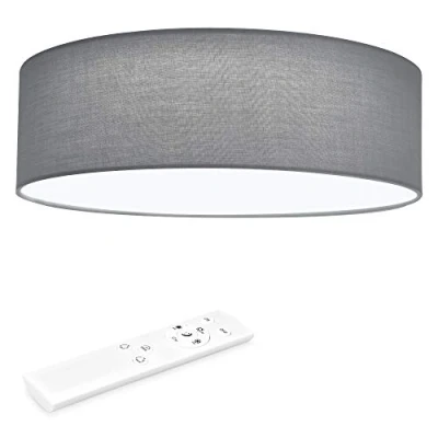 Imagen de Navaris Lámpara LED de techo moderna Iluminación interior Con pantalla para salón dormitorio mando a distancia y temporizador En gris