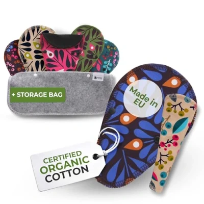 Imagen de Natissy Salvaslip Reutilizable TANGA; 7 Pack (S) THONG Algodón Orgánico HECHAS EN LA UE; Compresas Lavables sin PUL; Tela para el uso diario, flujo blanco, NO menstruación