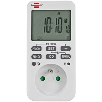 Imagen de Brennenstuhl Programador semanal Comfort Line Blanco (Toma programable Digital, Temporizador para Interior, Cuenta Regresiva, Lectura aleatoria)