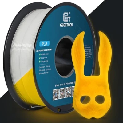 Imagen de GEEETECH filamento PLA 1,75 mm, Glows Orange Yellow in the Dark, de impresora 3D, 1 kg Spool