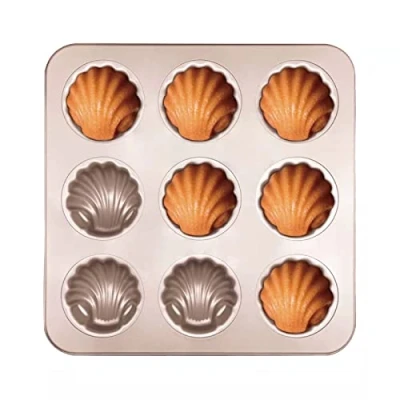 Imagen de OGIBRIDI Molde para Madeleine Bandeja Hornear Pastel en Forma de Concha Tartas Postre Francés Antiadherente Horno Acero al Carbono 9 Cavidades