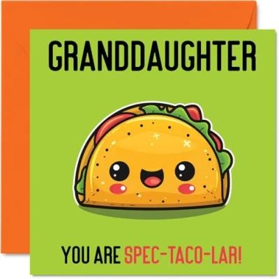Imagen de tarjetas de cumpleaños para nieta, Spec Taco lar, divertida tarjeta nieta abuelos, regalos felicitación 145 mm x