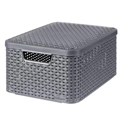 Imagen de CURVER 205 849 Estilo M Almacenamiento Rattan Apariencia Cubierta Segunda Generación Polipropileno Antracita