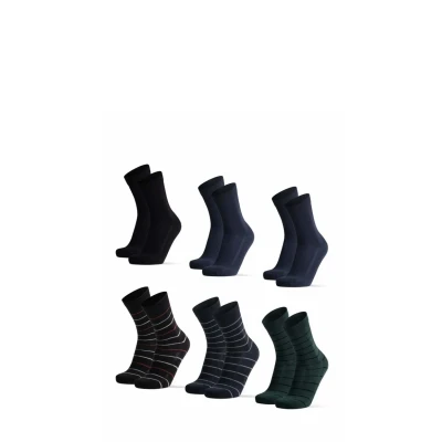 Imagen de DANISH ENDURANCE Calcetines de Vestir Viscosa Bambú, 3 y 6 Pack Mezcla rayas 1 (1x Negro, 2x Azul Marino, 1x Raya Negra, Verde Oscuro) 39 42