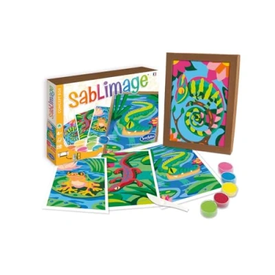 Imagen de Sentosphere 3908819 Sablimage kit de pintura arena para niños, diseño reptiles y ranas, manualidades creativo, juego a partir 4 años