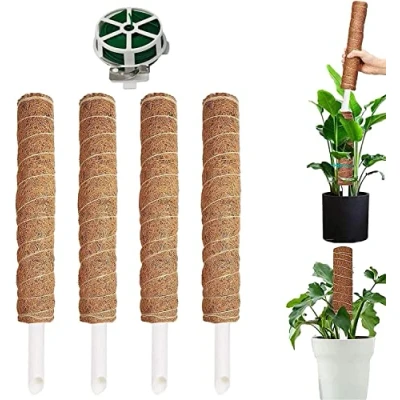 Imagen de 4 Piezas Palo de Musgo, Musgo Coco para Plantas 30 cm, Ayuda Trepar Monstera, Plantas, Jardín Casa