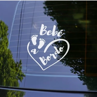 Imagen de Pegatina Bebe a Bordo Coche, Bebé à Pegatinas Coche 16 x 14 cm, de Bordo, Resistente UV e Impermeable, Sticker