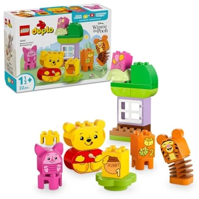 Imagen de LEGO Duplo Disney Fiesta de Cumpleaños Winnie The Pooh con Figuras Animales Tigger y Piglet, Juguete Educativo Montessori para Niños Niñas 18 Meses o Más, Regalo 10457