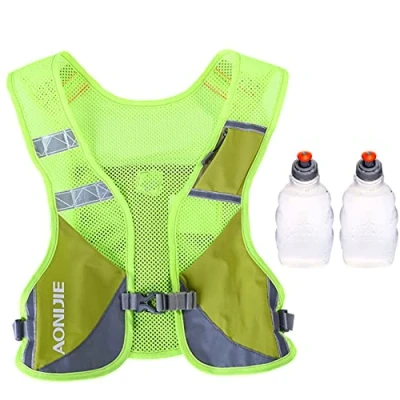 Imagen de Ligero Mochila de Hidratación Superior Chaleco para Marathoner Ciclismo Trail Running Hombre Mujer (Verde con 250ml Botellas Agua)