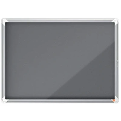 Imagen de Nobo Vitrina de Fieltro para Interiores con Cerradura 8 Hojas A4, Premium Plus, Gris, 1915329