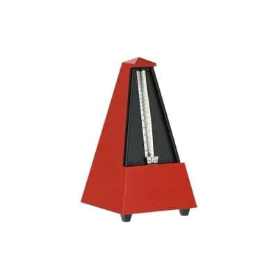Imagen de Wittner Metrónomo Taktell Forma de Pirámide Sistema Maelzel Serie Diseñador Sin campana Rojo oscuro Mecánico para dar cuerda No se requieren baterías Hecho en Alemania