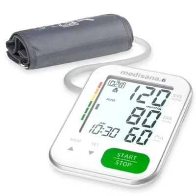 Imagen de Medisana BU 570 connect tensiómetro de brazo, medición precisa presión arterial y pulso con función memoria aplicación Bluetooth, escala semáforo, para indicar un latido irregular