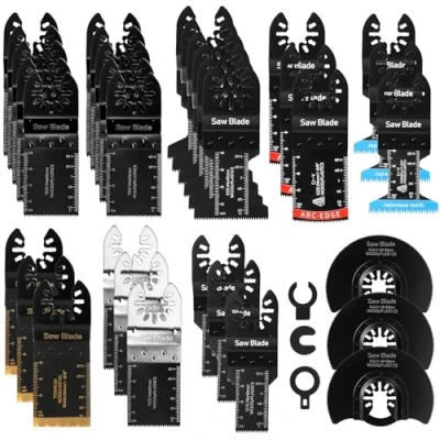 Imagen de KIMIGO Hojas de Sierra Oscilantes,34pcs Cuchillas Multiherramienta,Accesorios Multiherramienta Universal para Cortar Madera,Clavos,Metal multifuncion Kit