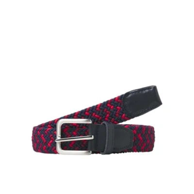Imagen de Jack &amp; Jones Jacspring BELT NOOS Cinturón trenzado, Hombre, Talla: 90, Navy blazer detail:red mix