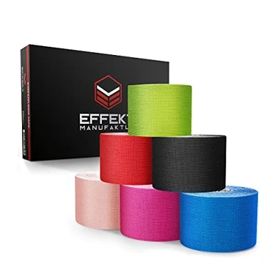 Imagen de Cintas de kinesiología Effekt 5 m x cm Rollos multicolor Vendaje kinesológico, elásticas, impermeables para el soporte muscular, recuperación lesiones, cinta médica y deportiva