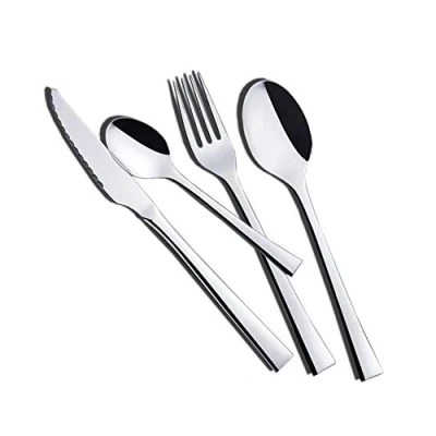 Imagen de Jay Juego de Cubiertos 24 Piezas, cubertería en Acero Inoxidable con Cuchillos chuleteros, Tenedores y cucharas para Servir tu Mesa. Fabricado España