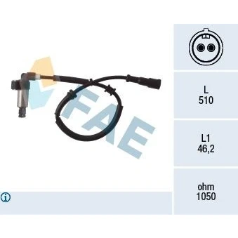 Imagen de FAE 78002 Sensor de ABS Eje trasero, derecha inductivo 2 510 RENAULT: MEGANE 1 Cabriolet, I Grandtour, Coach