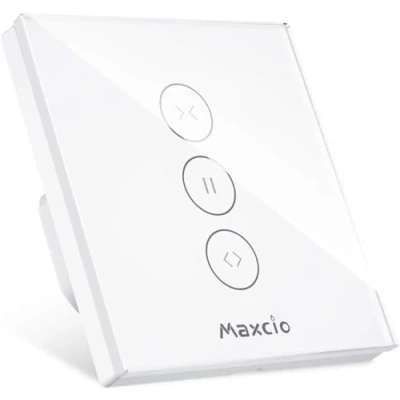 Imagen de 【LED Controlable】Interruptor Persiana WiFi, Maxcio Interruptor Pared WiFi Compatible con Alexa y Google Home, Función de Temporizador, para Motor Persiana, Tubular, Toldos