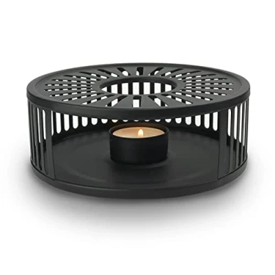 Imagen de Creano Calientaplatos de acero inoxidable con portavelas Calentador té Estable no traqueteo apto para todas las teteras