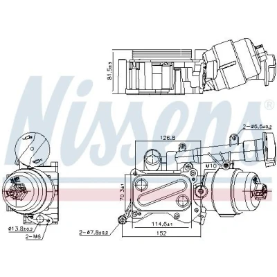 Imagen de NISSENS 91346 Radiador de aceite con alojamiento del filtro OPEL: Corsa C Hatchback, Combo Furgón / Familiar, D Hatchback