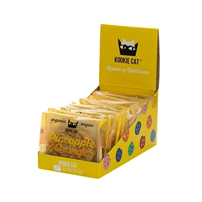 Imagen de Kookie Cat Galletas Veganas de Piña y Naranja Individualmente Envueltas. Sin Gluten, Soja, Bio Orgánicas. Anacardos Avena. Multipack 12 x 50 g