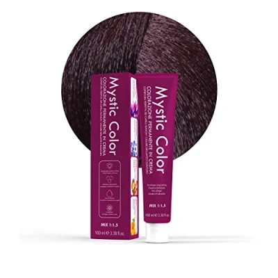 Imagen de Mystic Color, Tinte para el Cabello, Fórmula Enriquecida con Aceite de Argán y Caléndula, Coloración Permanente en Crema Larga Duración, Caoba 4.5, 100 ml