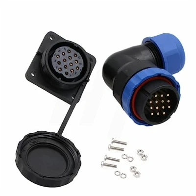 Imagen de HangTon HE29 14 Pin Conector al Aire Libre Marino eléctrico Circular de Soldadura, Cable Plug Panel Montaje Socket, 10A Poder Impermeable desconexión rápida Macho Hembra ángulo Recto