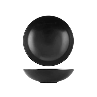 Imagen de H&amp;h set 6 piatti fondi denver in stoneware nero cm 20