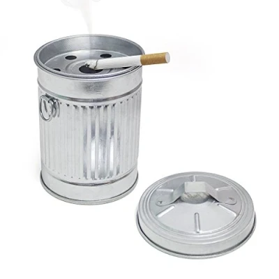 Imagen de Balvi Cenicero Garbage en forma de cubo basura Con tapa Metal galvanizado 13cm