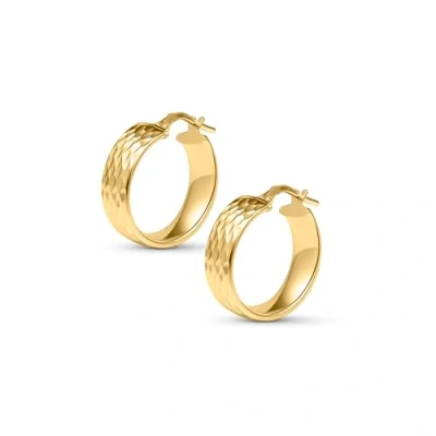 Imagen de Amberta Pendientes de Aro Gruesos para Mujer en Plata Ley 925: Aros Oro Corte Diamantado 15 mm