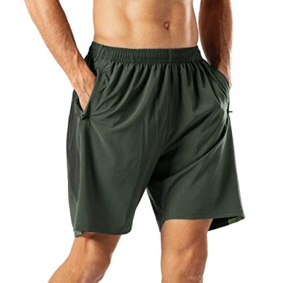Imagen de HMIYA Pantalones Cortos Deportivos para Hombre Transpirable Secado Rapido Running Fitness Gym(Verde Ejercito XL)