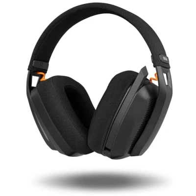 Imagen de KROM Kanji Auriculares inalámbricos, Conexión Bluetooth 5.3, 2,4Ghz o USB, Altavoces 40mm, Control Volumen y micrófono Integrado, Diadema Ajustable Ligera, Negro