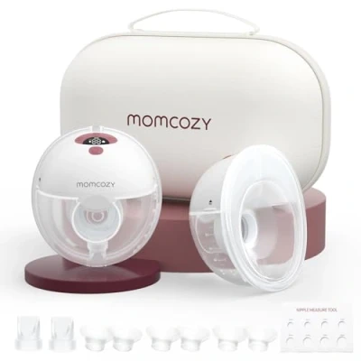 Imagen de Momcozy M5 Sacaleches Eléctrico Manos Libres, Extractor de Leche Portátil Boca Bebé Brida Doble Sellado con 3 Modos y 9 Niveles, 24 mm (2, Rojo)