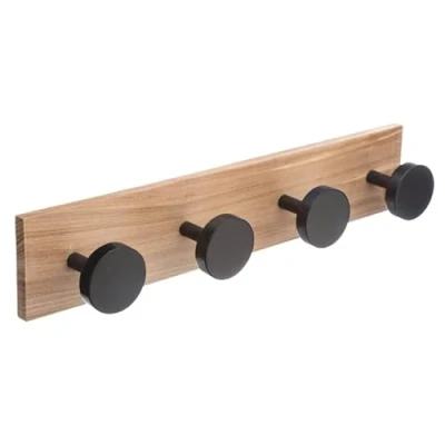 Imagen de DAMDAM GO Perchero de Pared Madera Bambu con Ganchos Metal Redondo 4