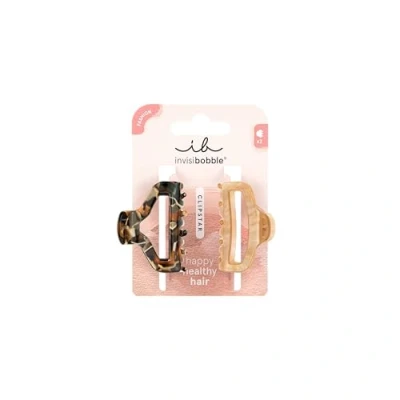 Imagen de Invisibobble CLIPSTAR Golden Roar Set de 2 pinzas medianas con diseño estampado leopardo, elegantes y seguras Perfectas para todo tipo peinados, cabello saludable