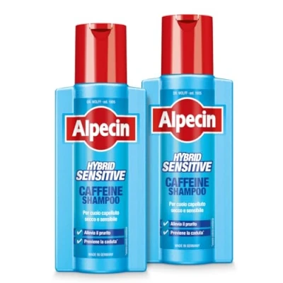 Imagen de Alpecin Champú Hybrid Cafeina, 2 x 250 ml, para cuero cabelludo seco o picor