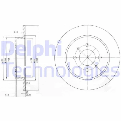 Imagen de DELPHI BG3102 Disco de freno 260 10 4 macizo aceitado sin procesar cojinete rueda, anillo sensor ABS MITSUBISHI: COLT 4, Lancer 5 Limousine